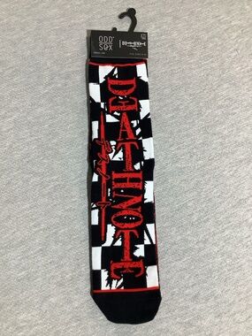 Alternative Anime Odd Sox "Death Note" Black, White & Red Checkered Graphic Sock
